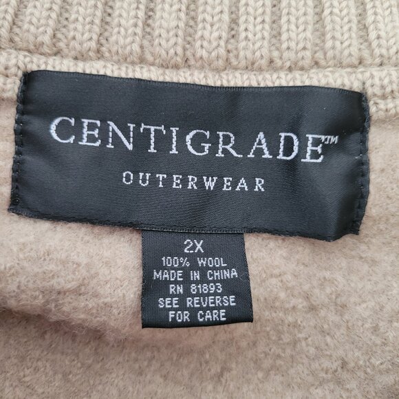 Vintage Centigrade Outerwear Tan 100% Wool Women’s Plus 2x Long Button Down - Picture 5 of 8